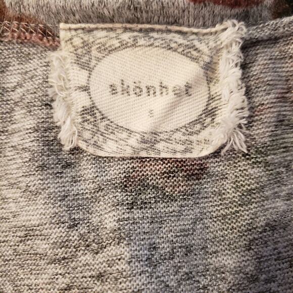 Skonhet Floral Rose Heather Gray Long Soft Cardigan Size Small - Picture 4 of 5